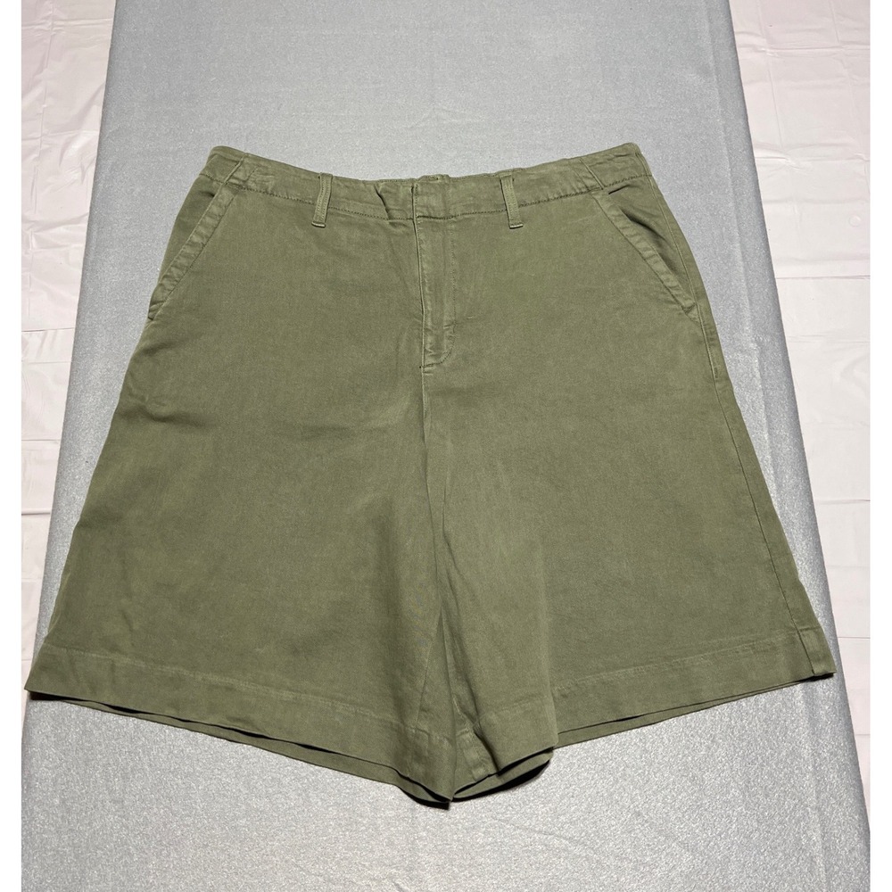 American Eagle Olive Green High Rise Trouser Shorts Size 16 Stretch Cotton Blend